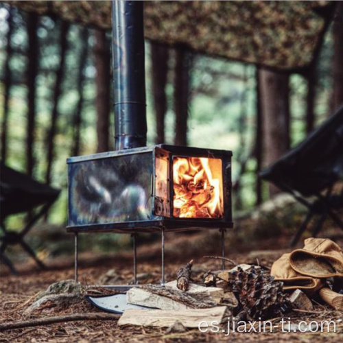 Estufa de madera de titanio para acampar plegable al aire libre